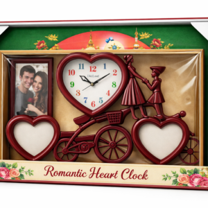 Romantic Heart Photo Frame Wall Clock – Premium Couple Gift Collection