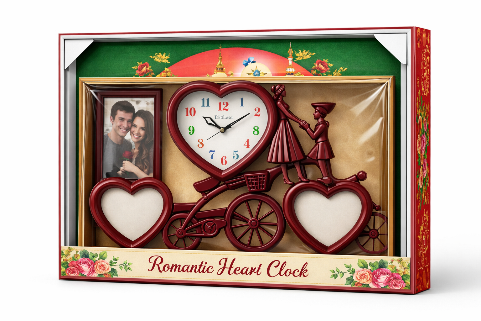 Romantic Heart Photo Frame Wall Clock – Premium Couple Gift Collection