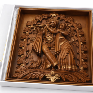 Premium Radha Krishna Wooden Carved Wall Frame – Divine Love Collection