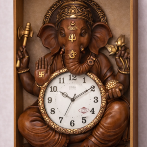 Wooden Ganesha Wall Clock