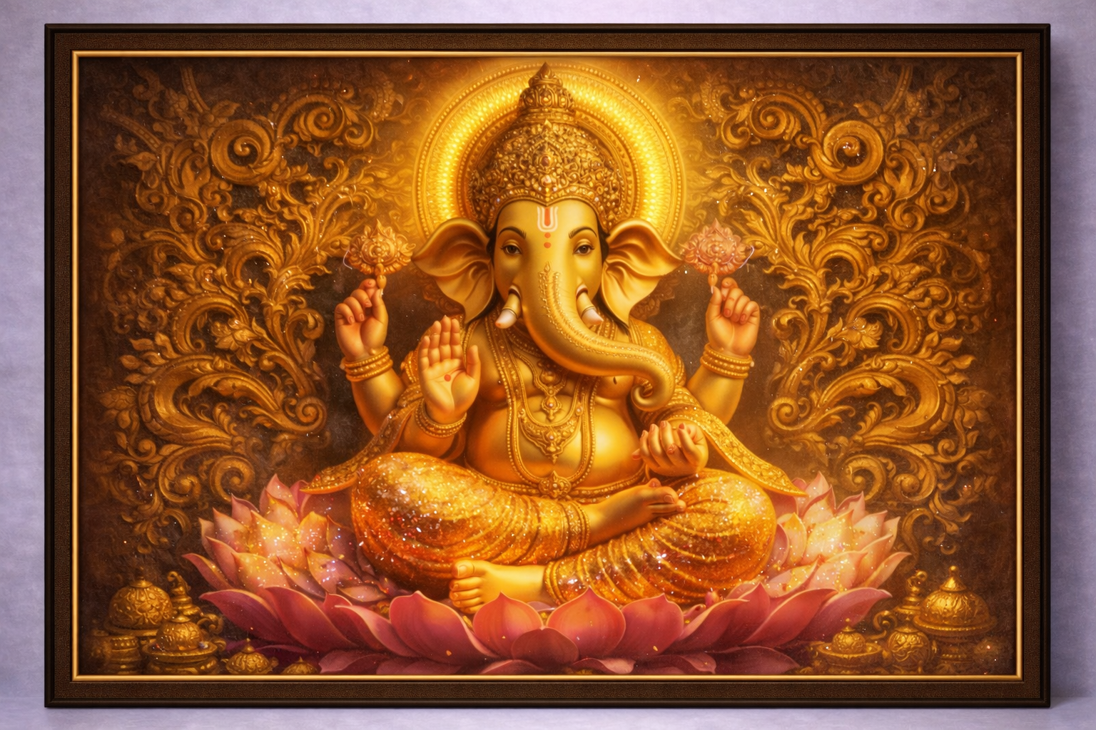 Golden Ganesha Divine Wall Art
