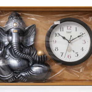 Silver Ganesha Wall Clock Set