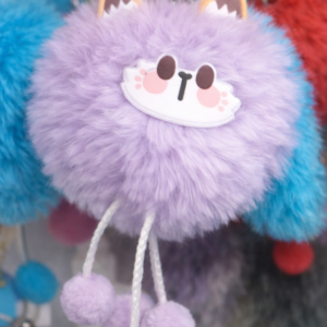 Cute Fluffy Cat Pom Pom Keychain