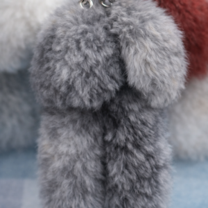 Grey Bunny Fur Keychain