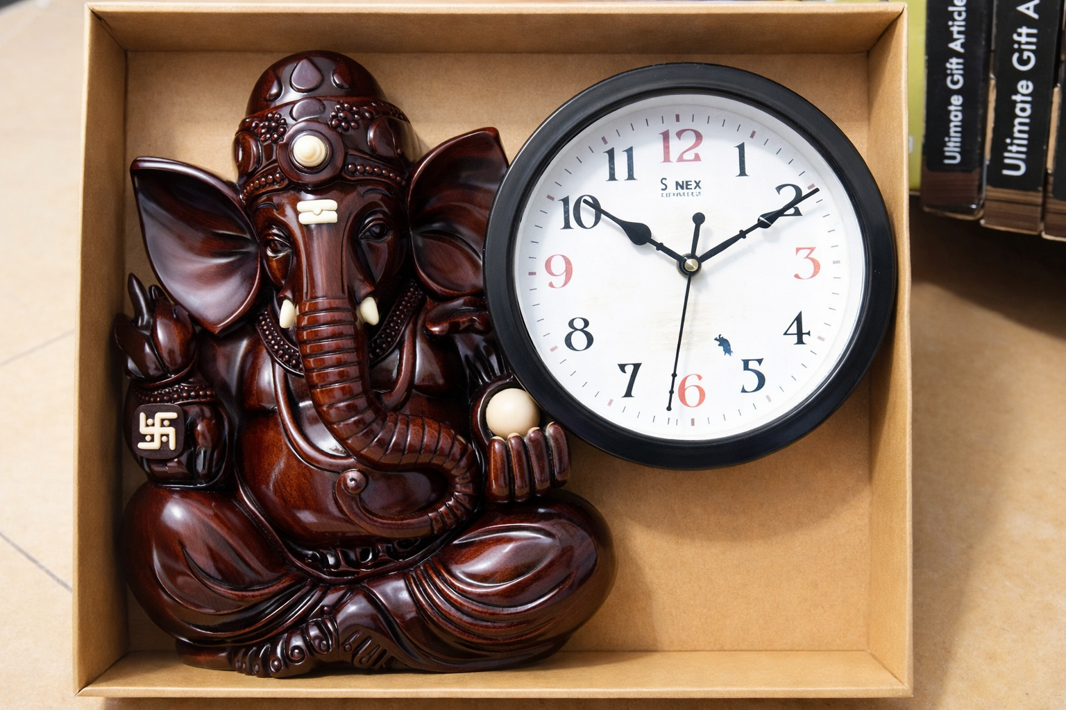 Wooden Ganesha Wall Clock Decor