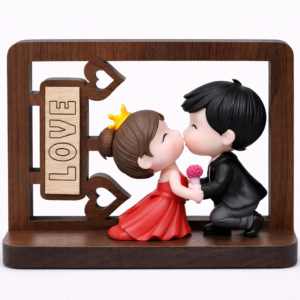 Cute Love Couple Wooden Showpiece