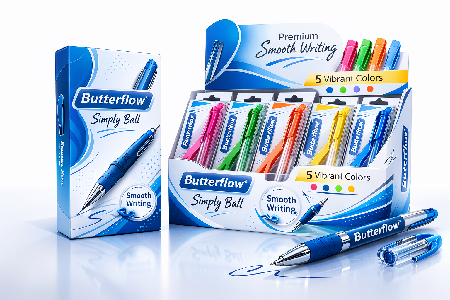 Butterflow Simply Ball Pen – 5 Vibrant Colors