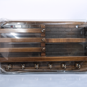 Wooden Wall Hook Organizer with Brick Pattern