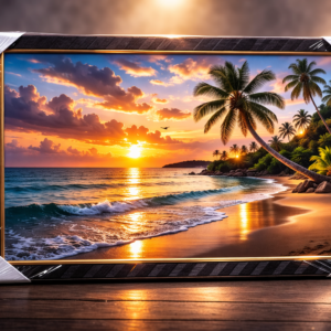 Tropical Sunset Beach Wall Frame
