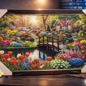 Colorful Garden Cottage Wall Frame