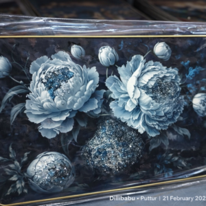 Elegant Blue Floral Art Wall Frame