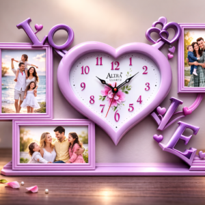 Love Heart Photo Frame Clock