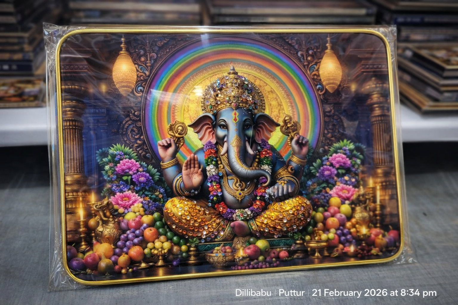 Rainbow Aura Ganesha Wall Frame