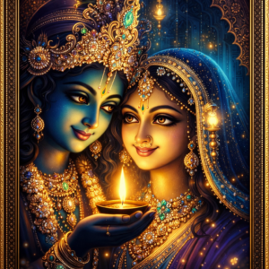 Divine Love: Radha and Krishna with the Lamp of Light