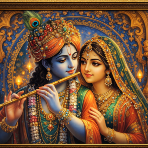 Royal Radha Krishna Golden Frame