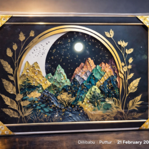 Golden Moonlight Mountain Art Frame