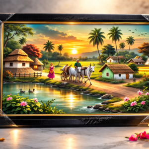 Serene Village Life at Sunset