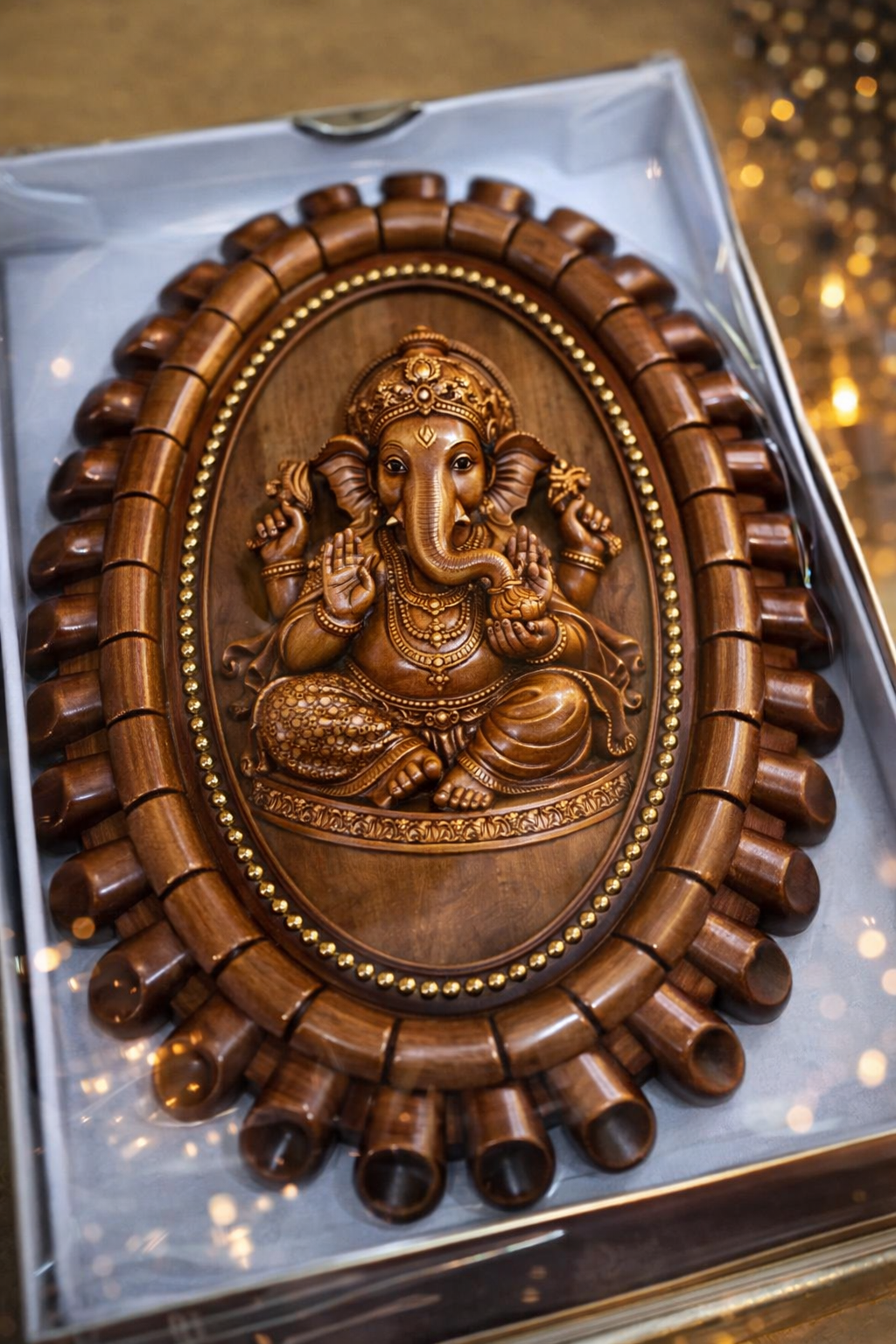 Wooden Ganesha Carved Wall Art