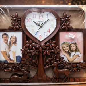 Wooden Heart Clock Photo Frame
