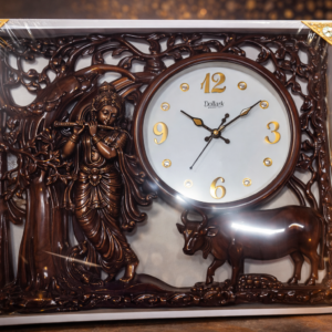Lord Krishna with Flute - Wooden Wall Clock