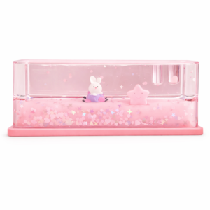 Cute Bunny & Star Liquid Glitter Showpiece – Pink Desk Decor