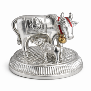 Silver Kamadhenu Cow & Calf Idol – Divine Home Decor