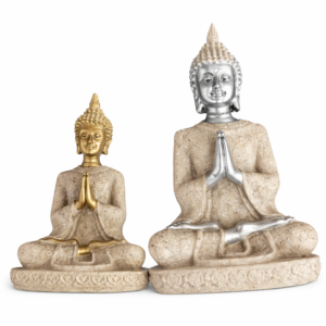 Golden and Silver Praying Buddha Idol Set
