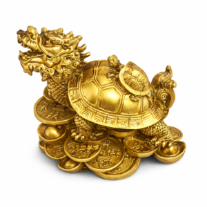 Golden Dragon Turtle with Coins – Feng Shui Wealth Idol