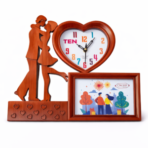 Heart-Shaped Clock with Photo Frame