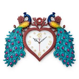 Peacock Heart Frame Wall Clock